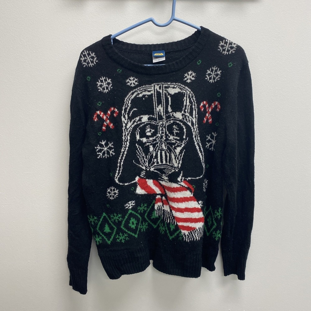 Star Wars Sweater Christmas Holiday Darth Vader Candy Cane‎ Black Men's Med.